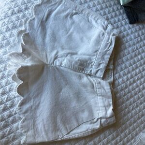 Crew cuts White Scalloped Hem girls linen Shorts
